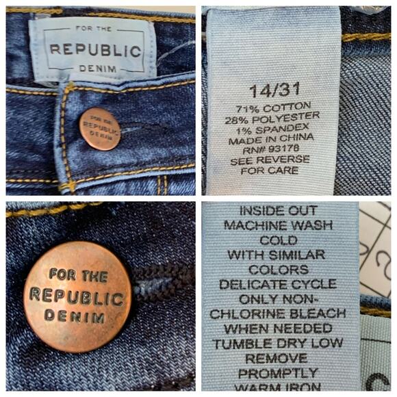 For the Republic Jeans Blue Skinny Ankle Mid Rise Medium Blue Women's Size 14/31 - Picture 11 of 12